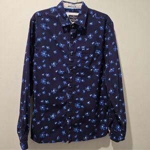Across the Pond Mens Floral Button‎ Down Long Sleeve Shirt - Large
